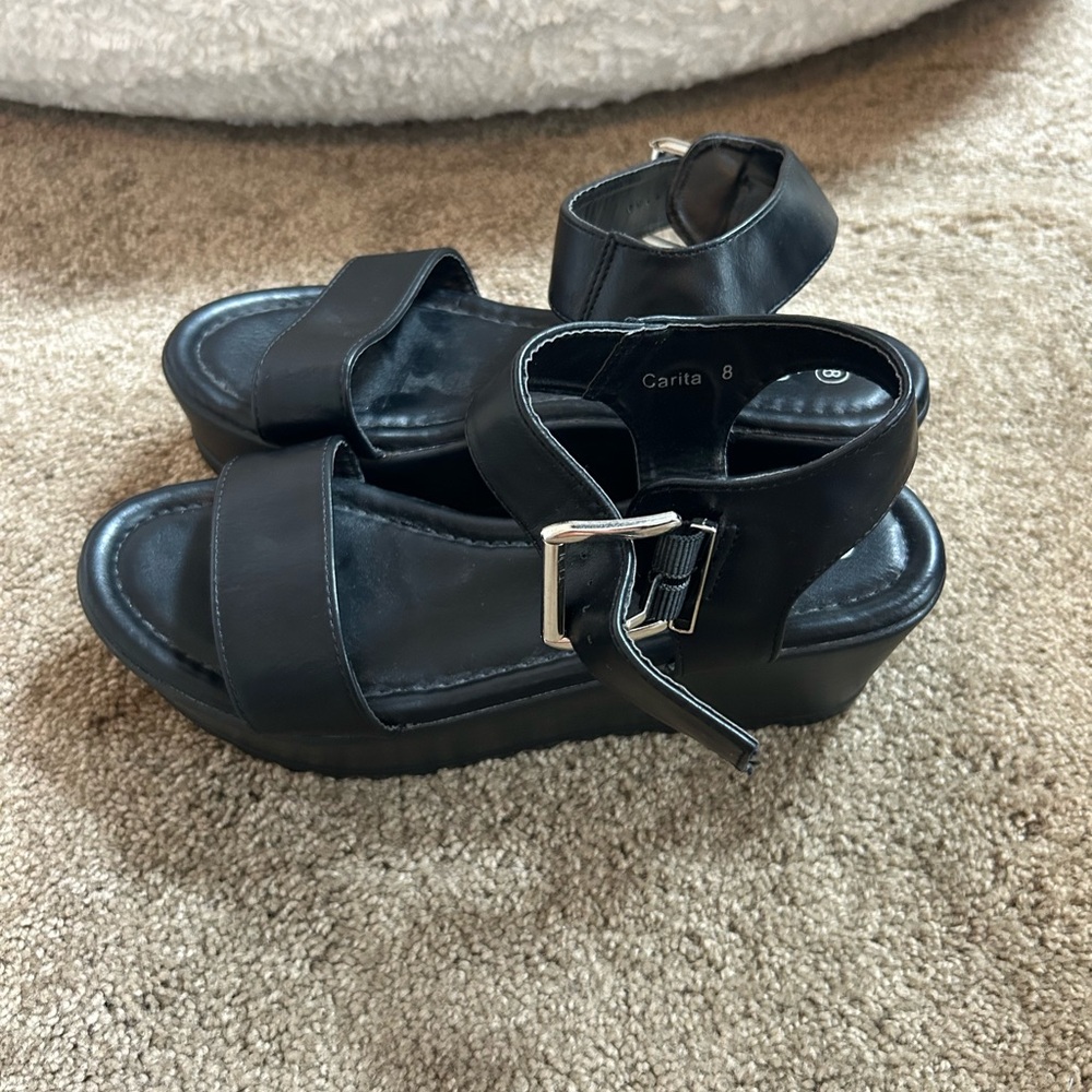 Shoeland black platforms; size: 8
